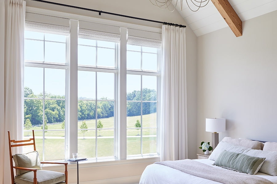 window treatments white bedroom